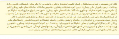 بر اساس مصوبات جدید، فعالیت‌های کمیته تحقیقات و فناوری دانشجویی در قالب چهار بخش زیر، مشمول امتیاز نخبگی در طرح‌های شهید وزوایی و شهید صیاد شیرازی خواهند بود.